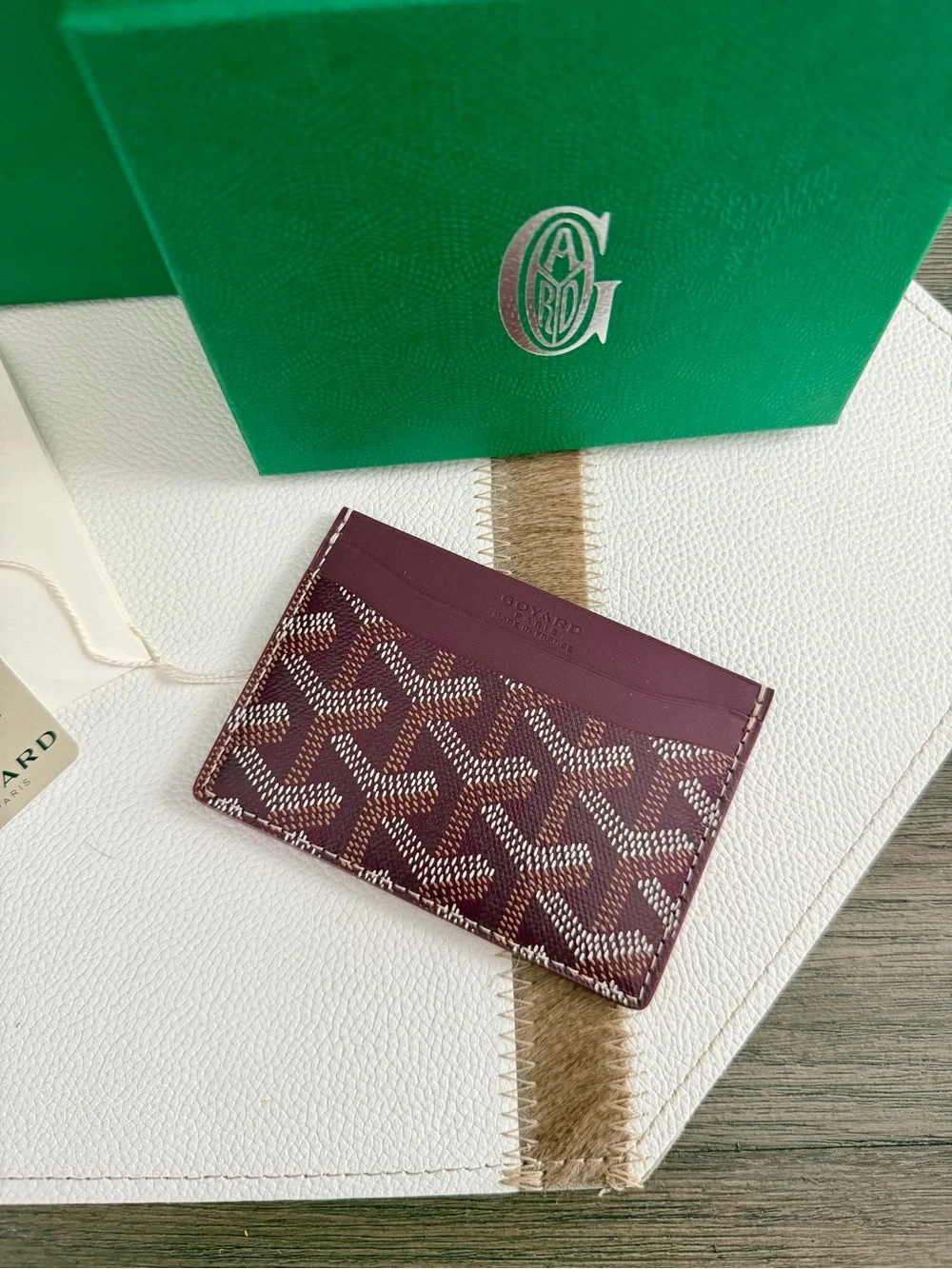 Goyard Bordeaux Patterned Card Holder in Deep Red